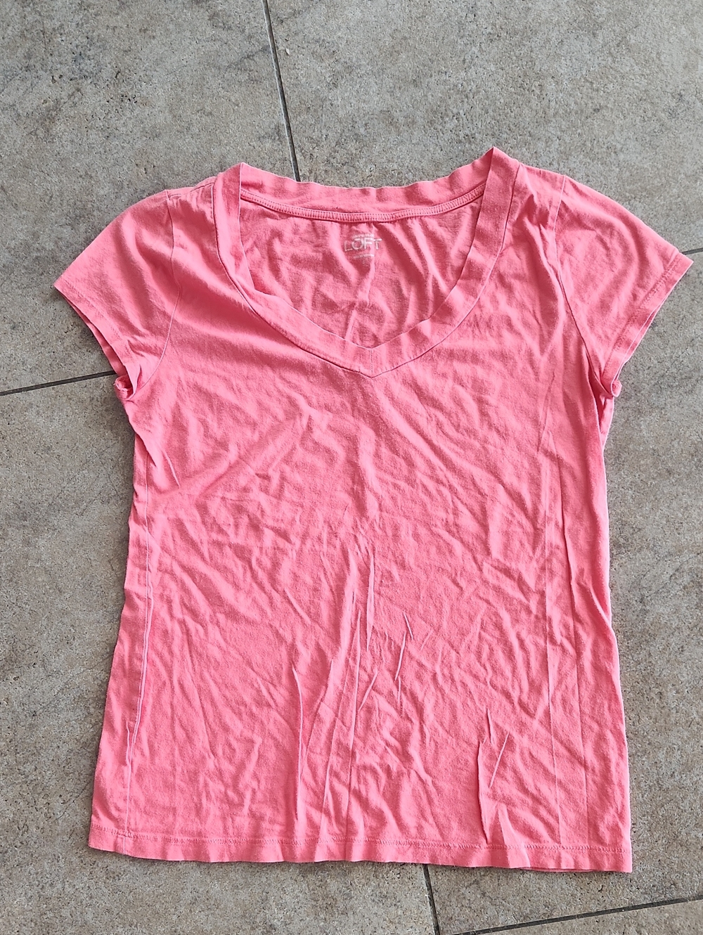 LOFT Coral Pink V-Neck Short Sleeve Tee